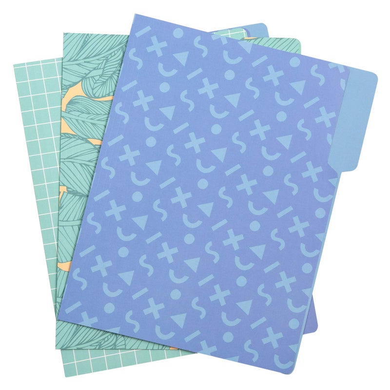 Yoobi | File Folders | Paper Material | Poolside Memphis - Blue/Multi Variety Pack of 12 (YOOB1203136) - Image 1